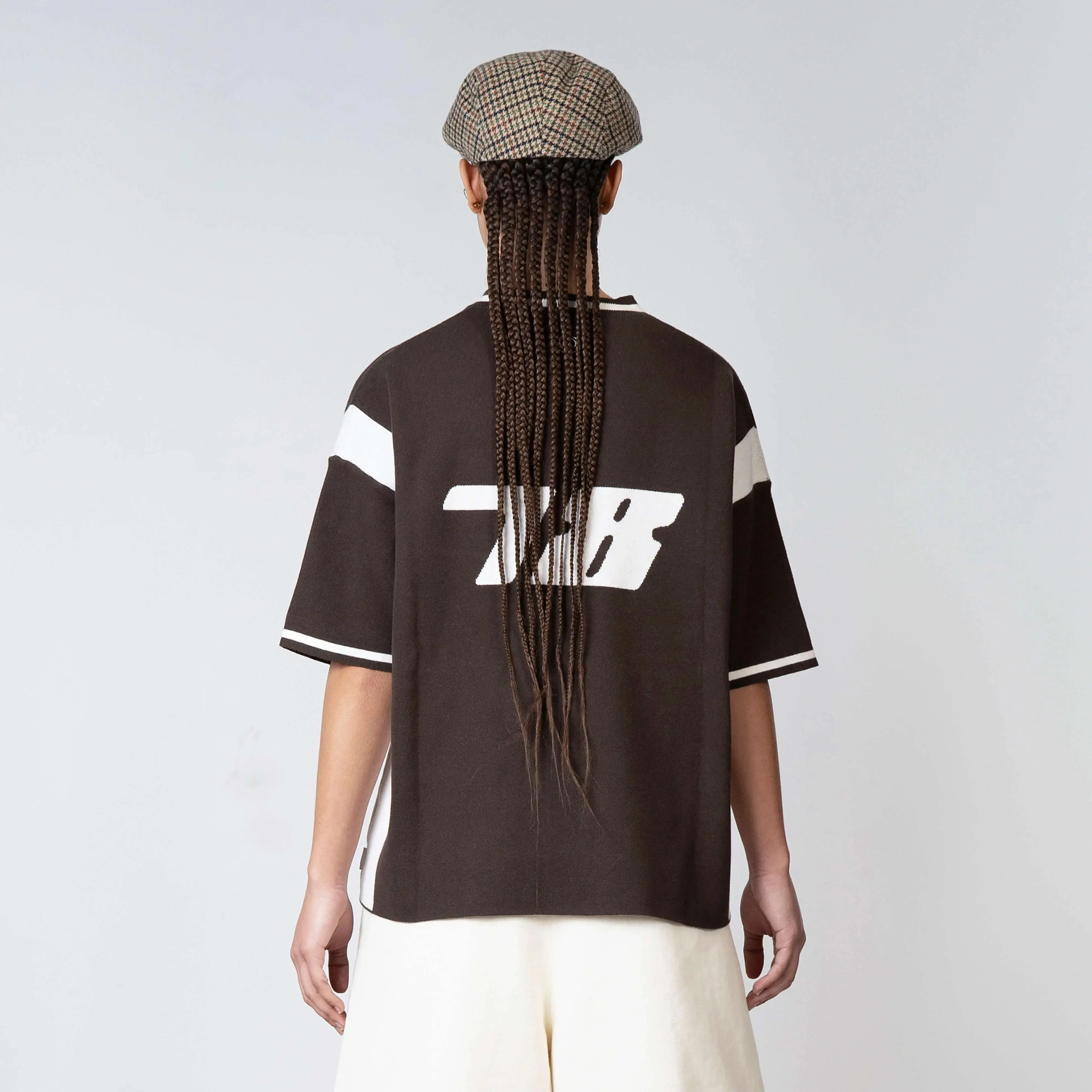 ALESSIO KNITTED POLO | BROWN/OFF WHITE - Image 3