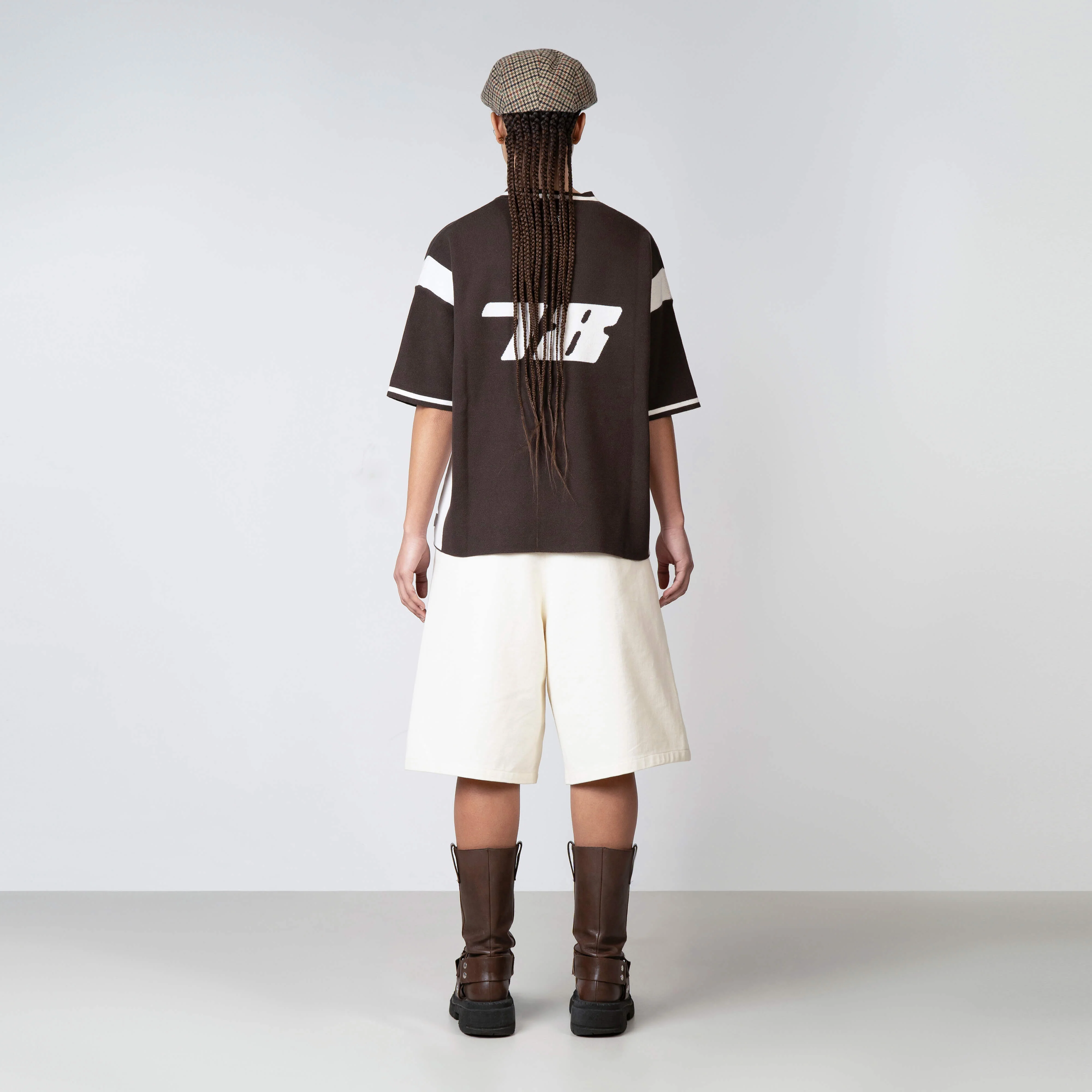 ALESSIO KNITTED POLO | BROWN/OFF WHITE - Image 5