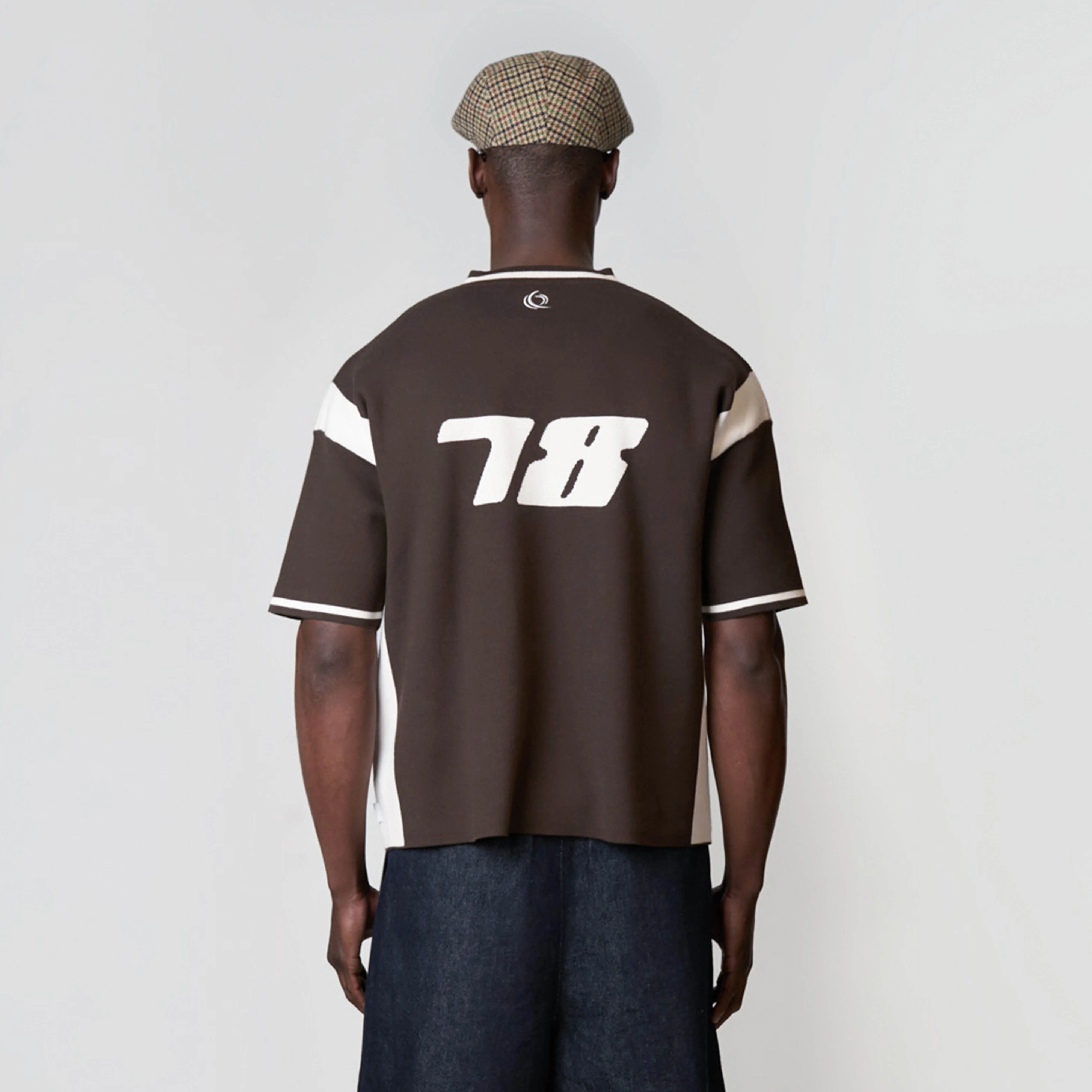 ALESSIO KNITTED POLO | BROWN/OFF WHITE - Image 6