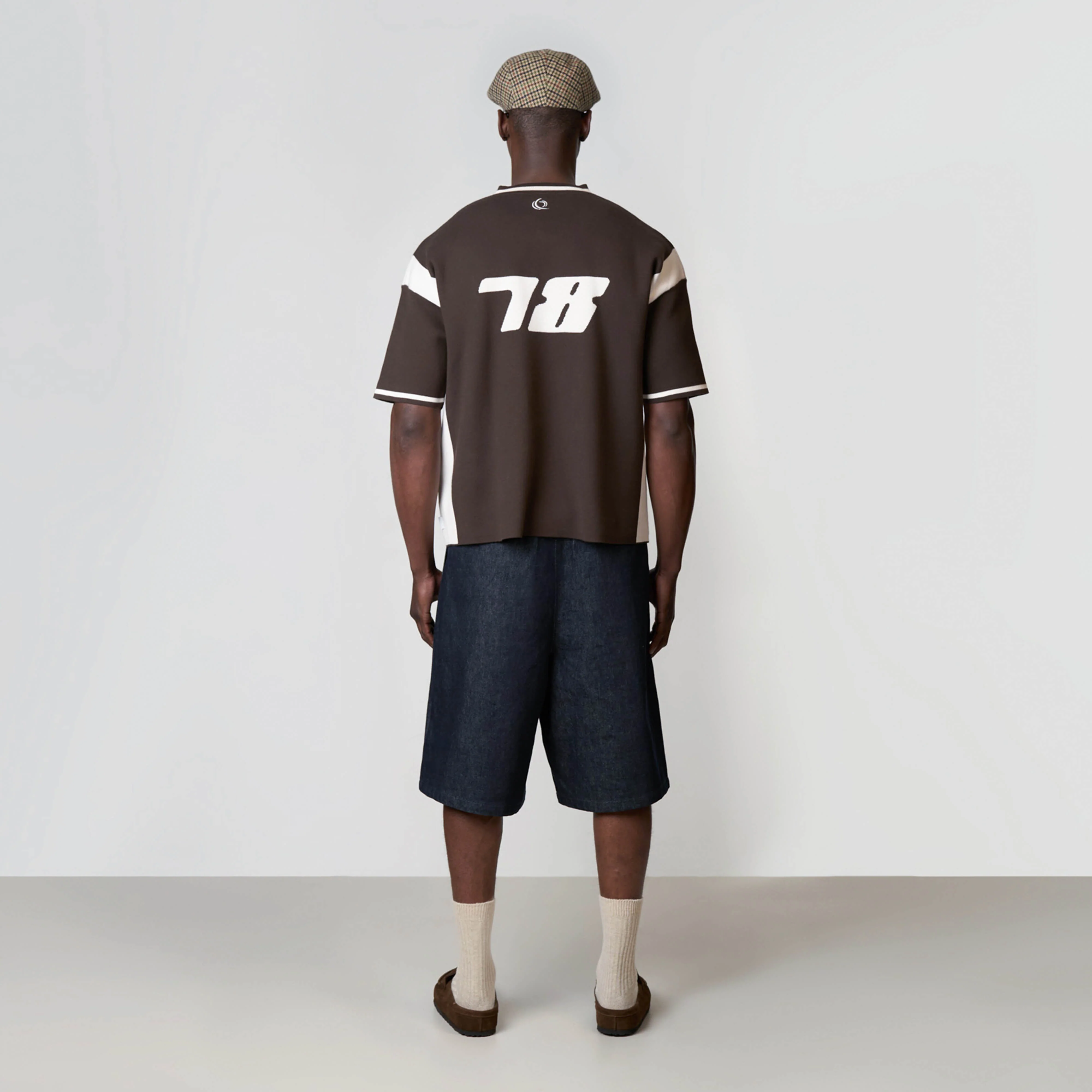 ALESSIO KNITTED POLO | BROWN/OFF WHITE - Image 9