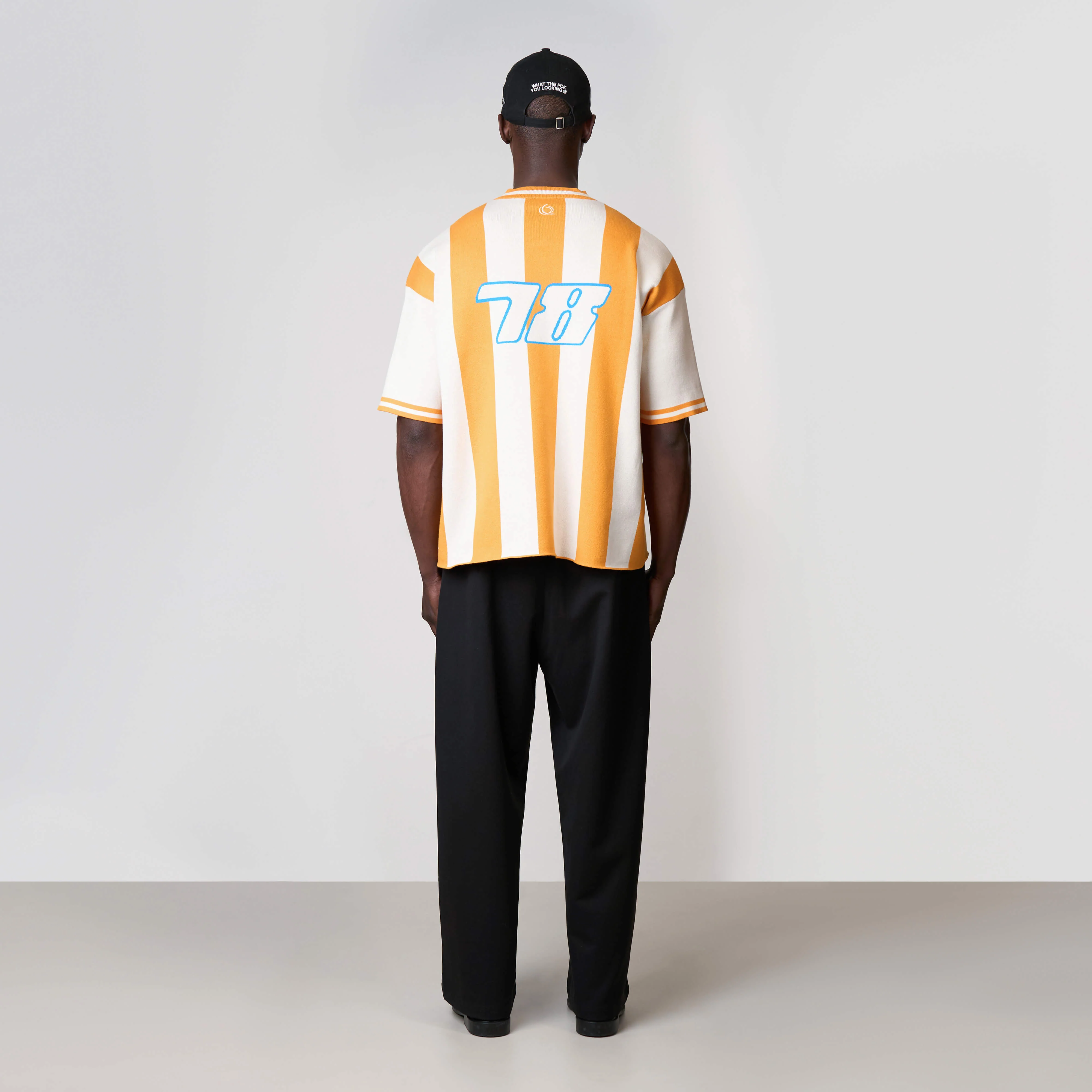ALESSIO KNITTED POLO | ORANGE/BLUE - Image 9