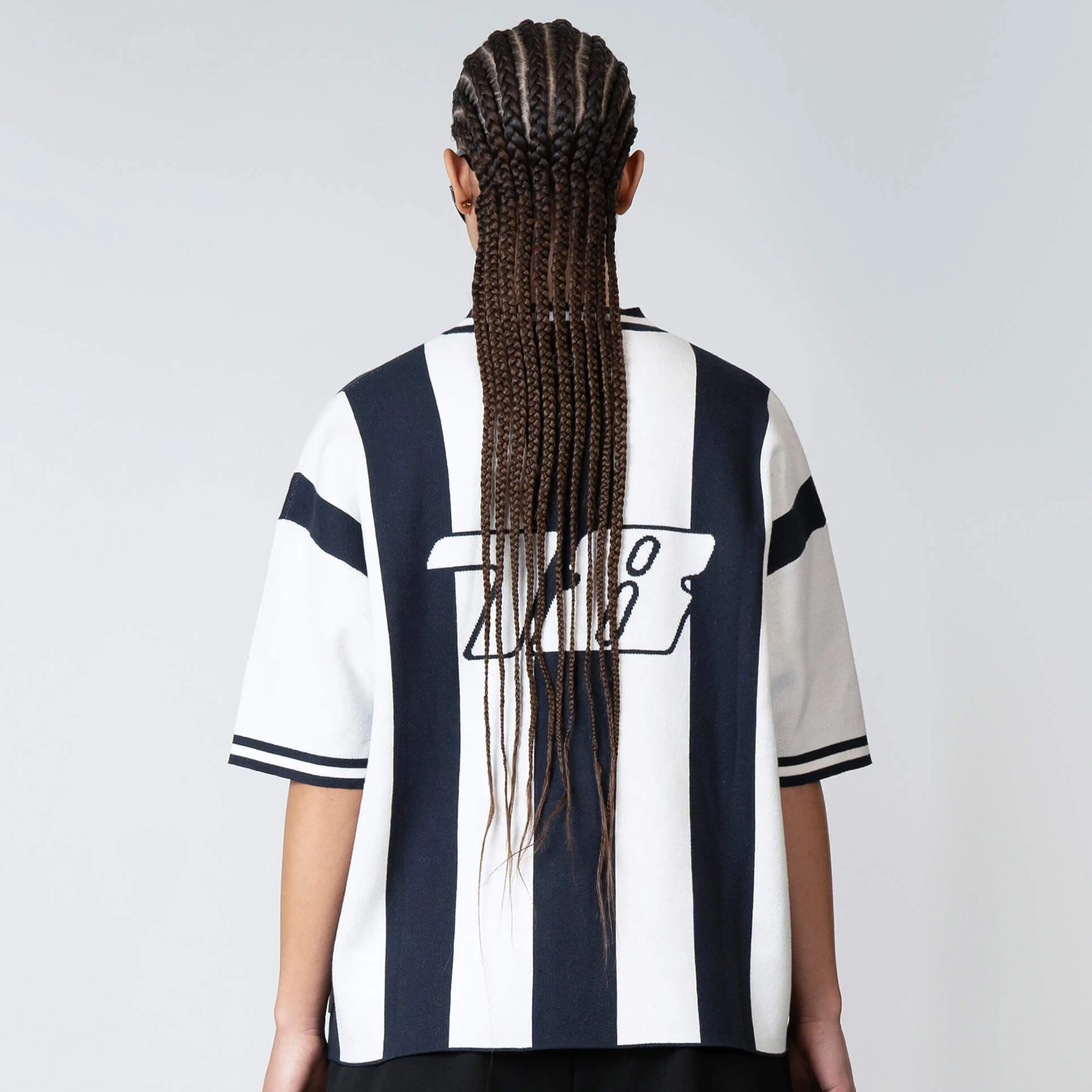 ALESSIO KNITTED POLO | WHITE / NAVY - Image 3