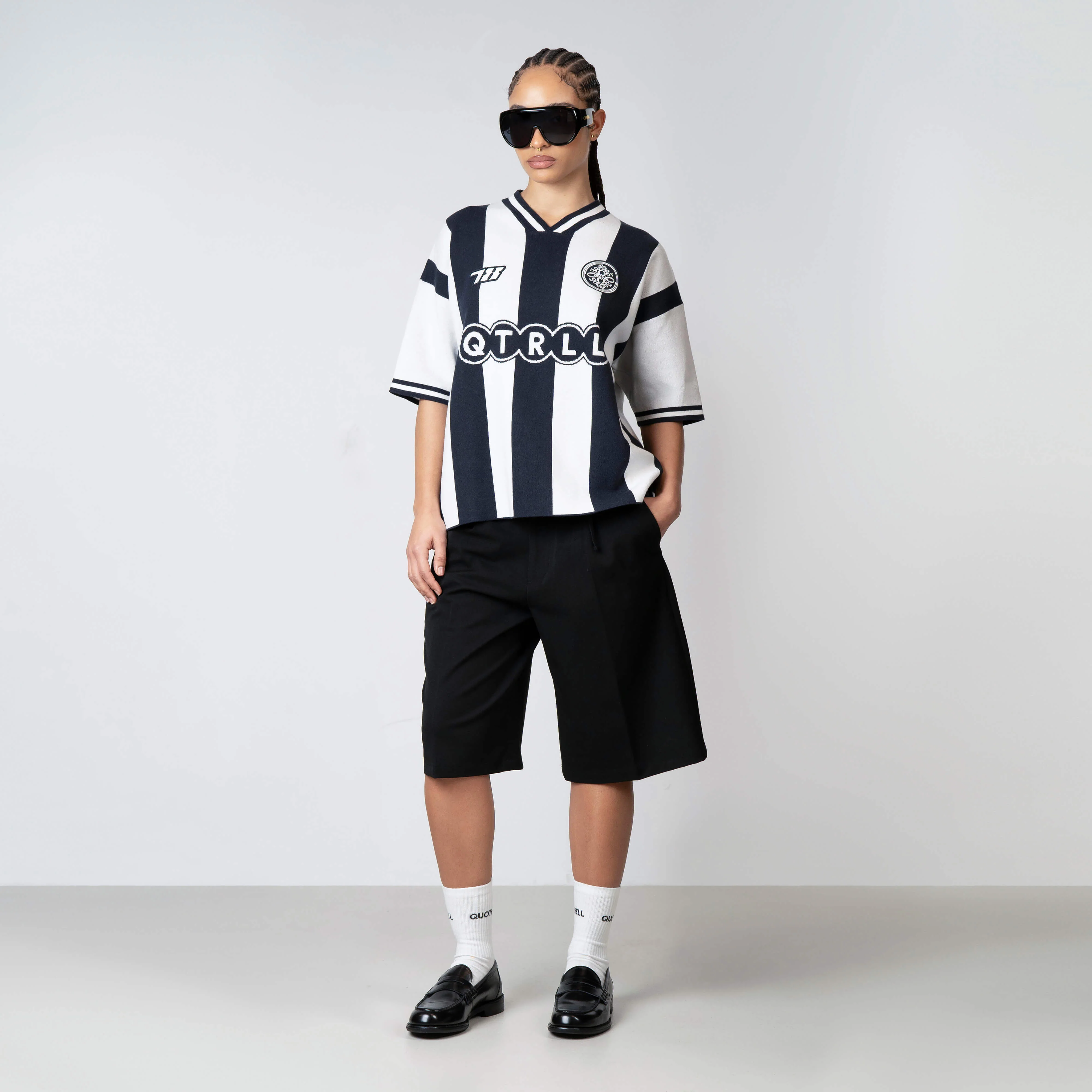 ALESSIO KNITTED POLO | WHITE / NAVY - Image 4