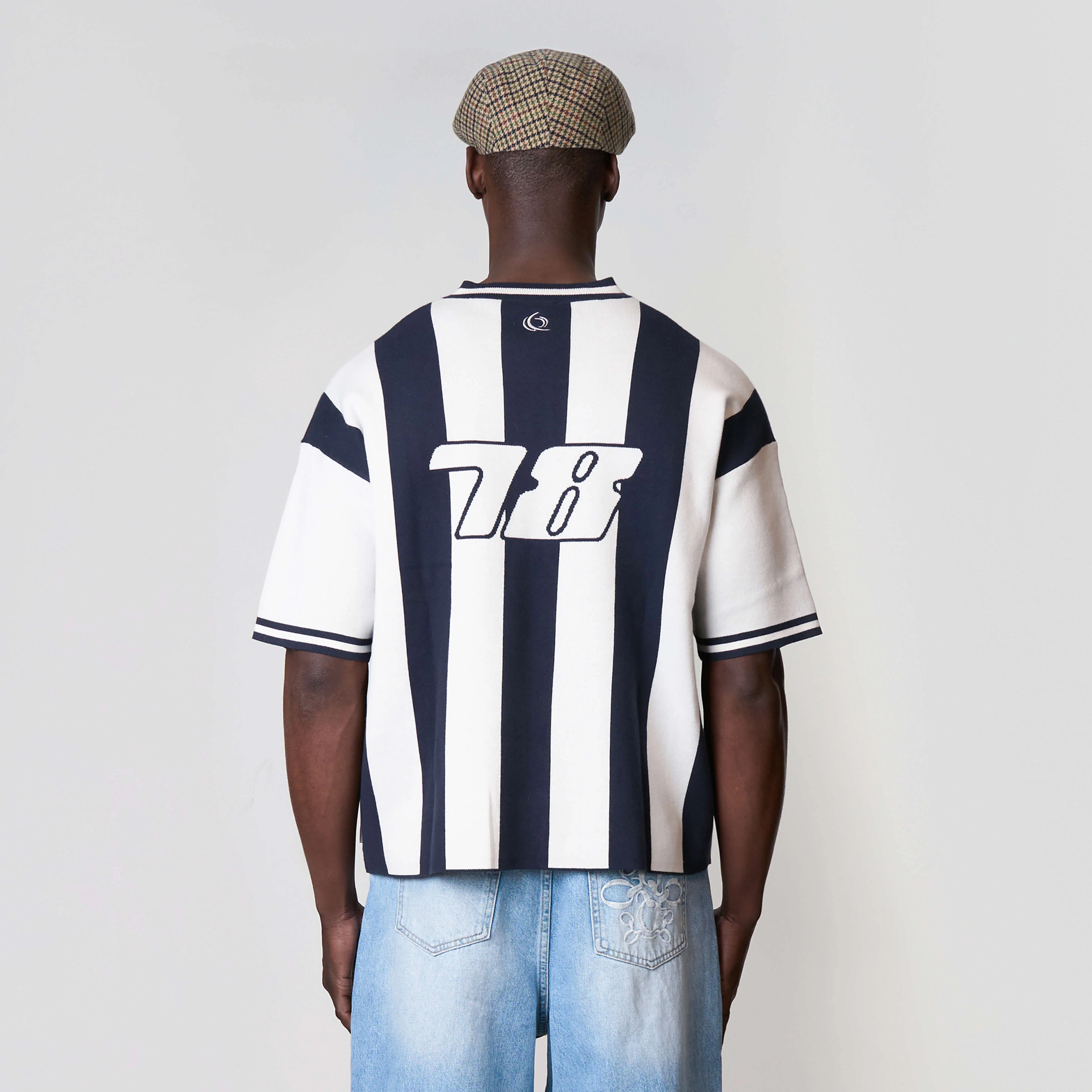 ALESSIO KNITTED POLO | WHITE / NAVY - Image 6