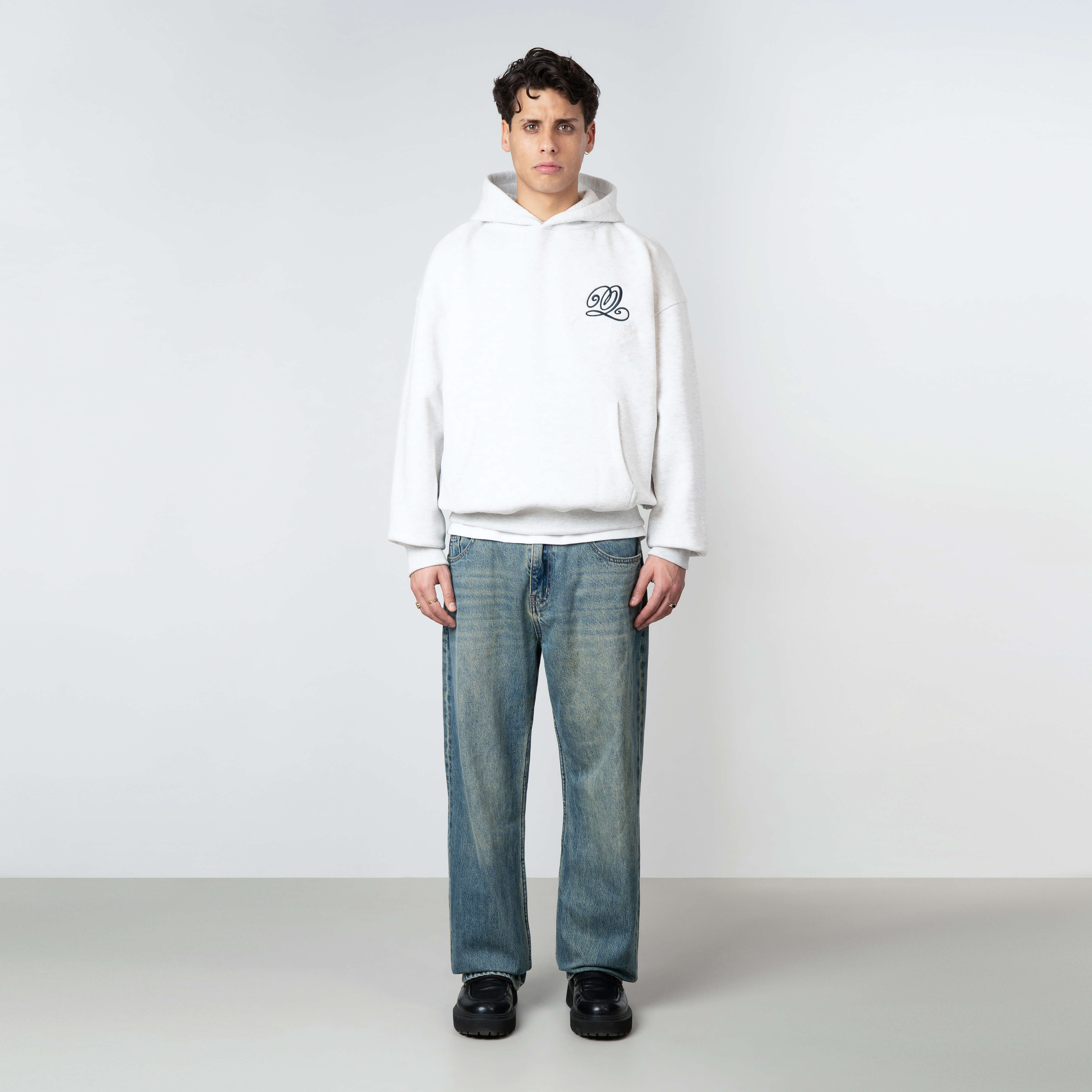CHAIN HOODIE | LIGHT GREY MELEE/NAV - Image 8
