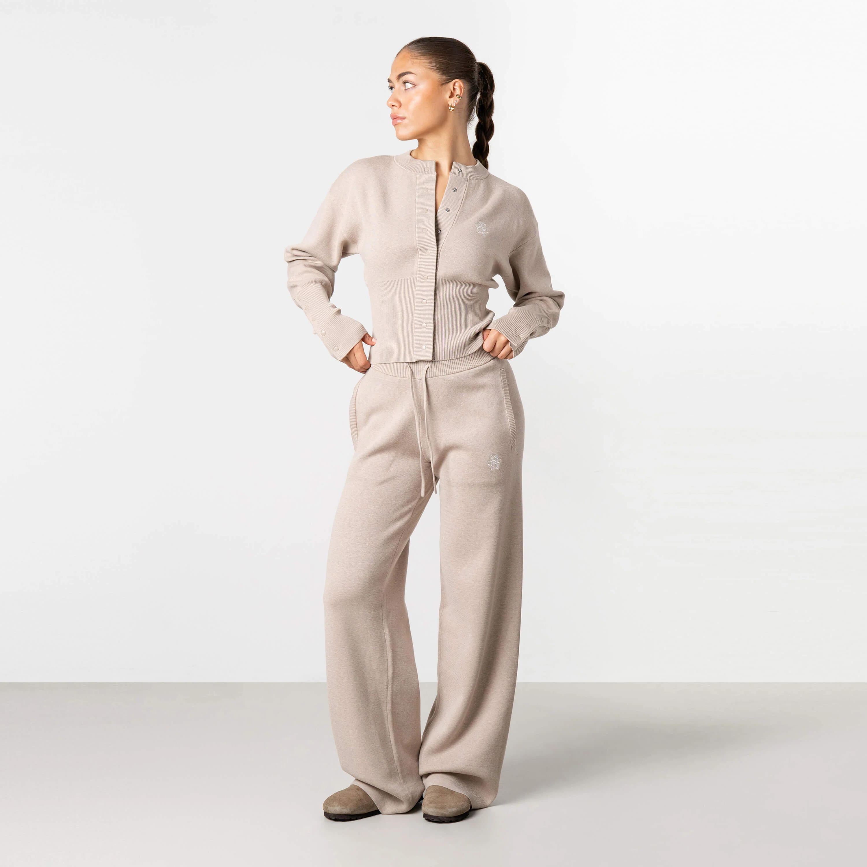 CHLOE KNITTED CARDIGAN | BEIGE MELEE/OFF WHIT - Image 3