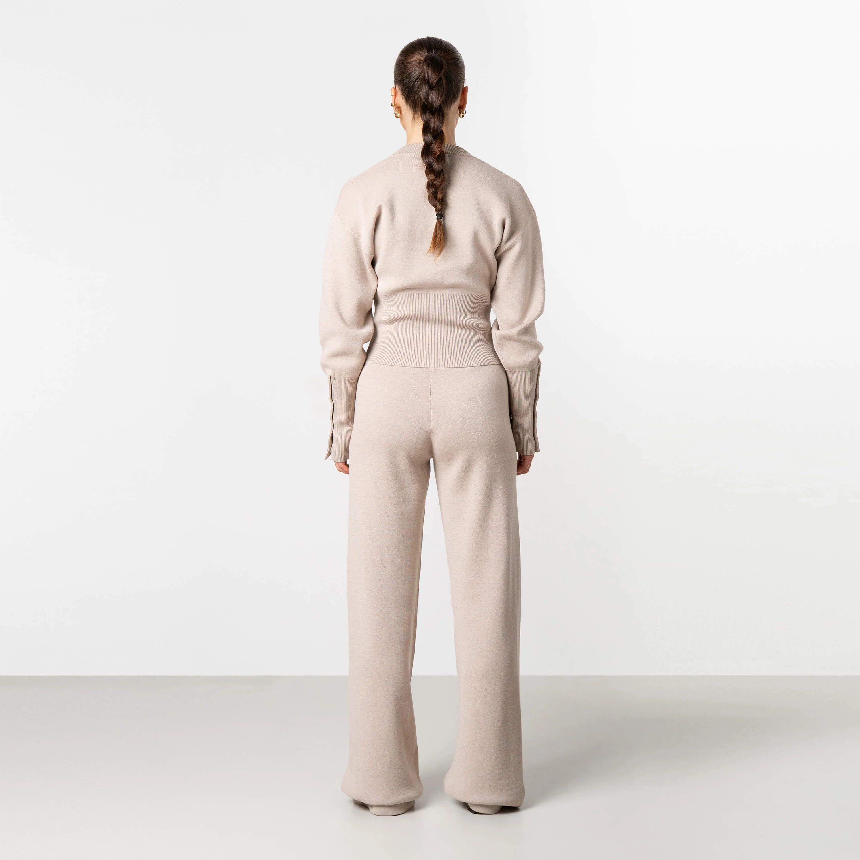 CHLOE KNITTED CARDIGAN | BEIGE MELEE/OFF WHIT - Image 4