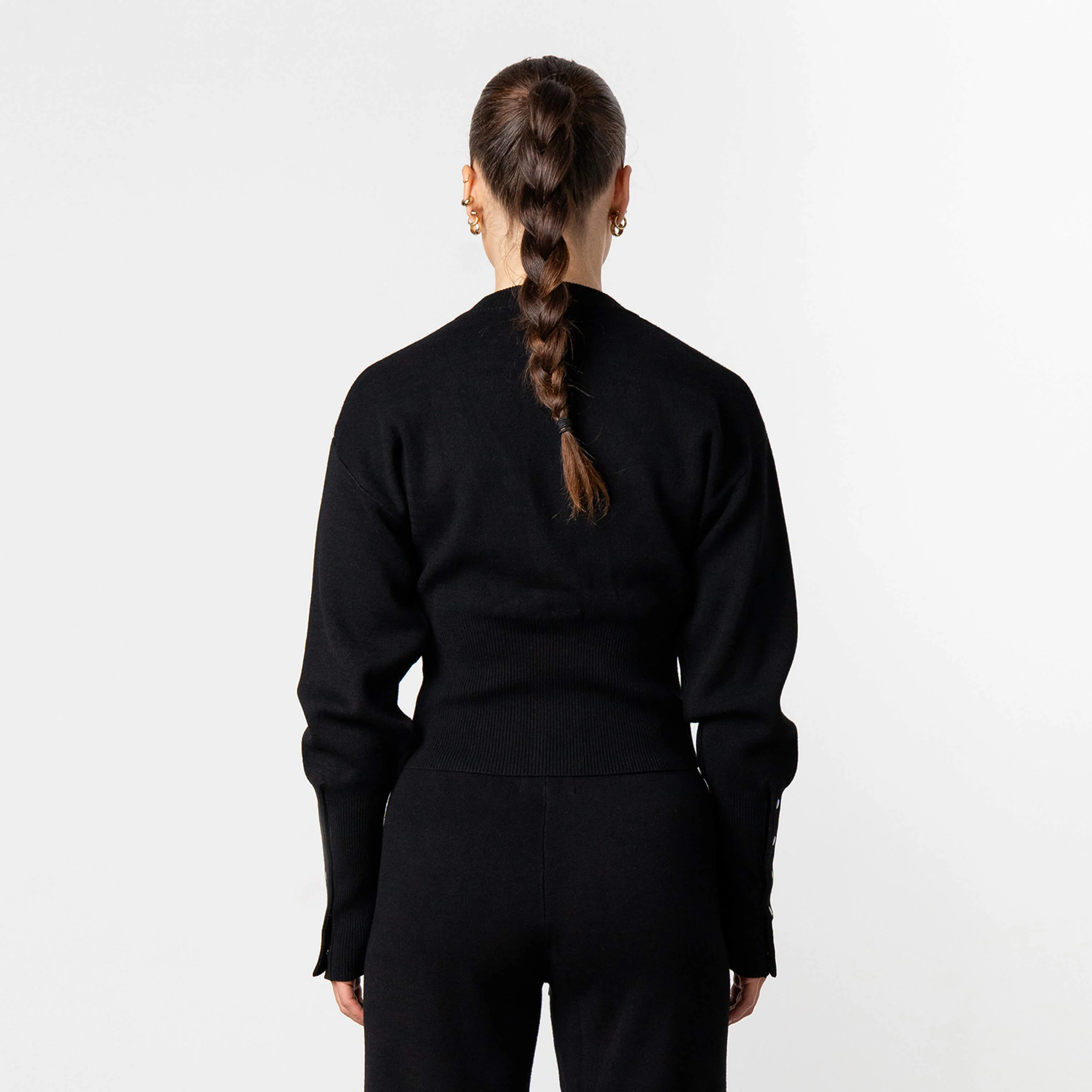CHLOE KNITTED CARDIGAN | BLACK/WHITE - Image 3