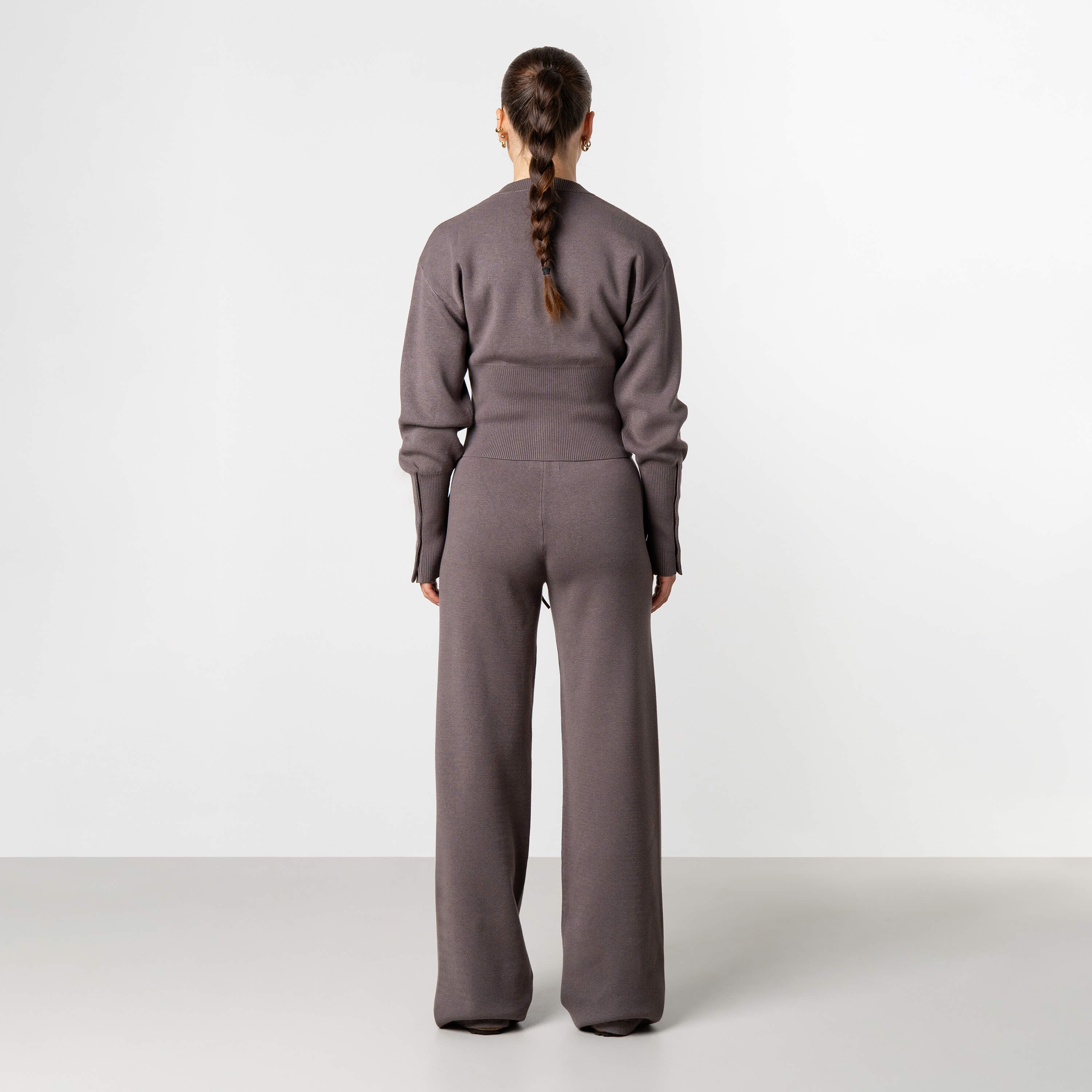 CHLOE KNITTED CARDIGAN | BROWN/OFF WHITE - Image 4