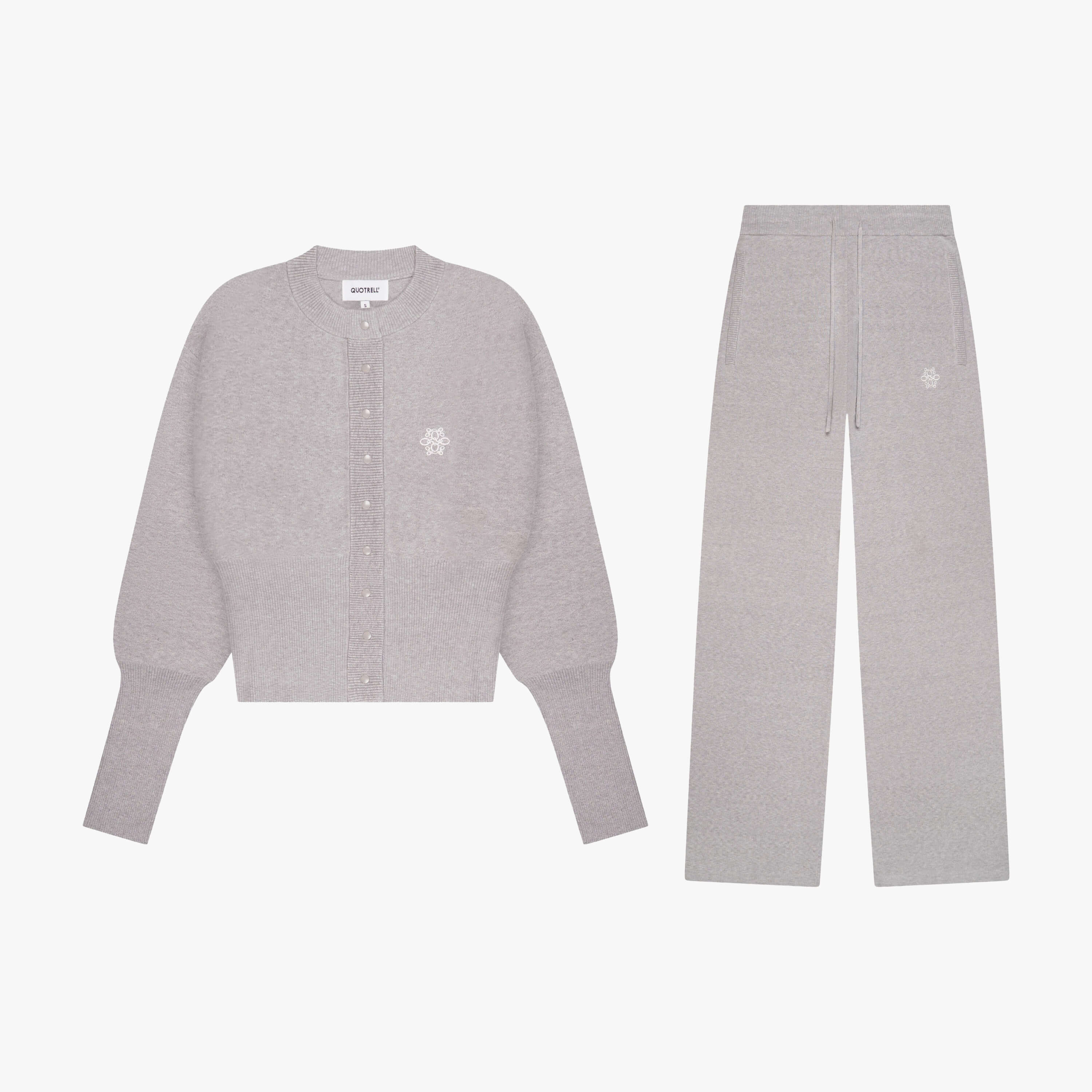 CHLOE KNITTED SET | GREY MELEE/WHITE - Image 5