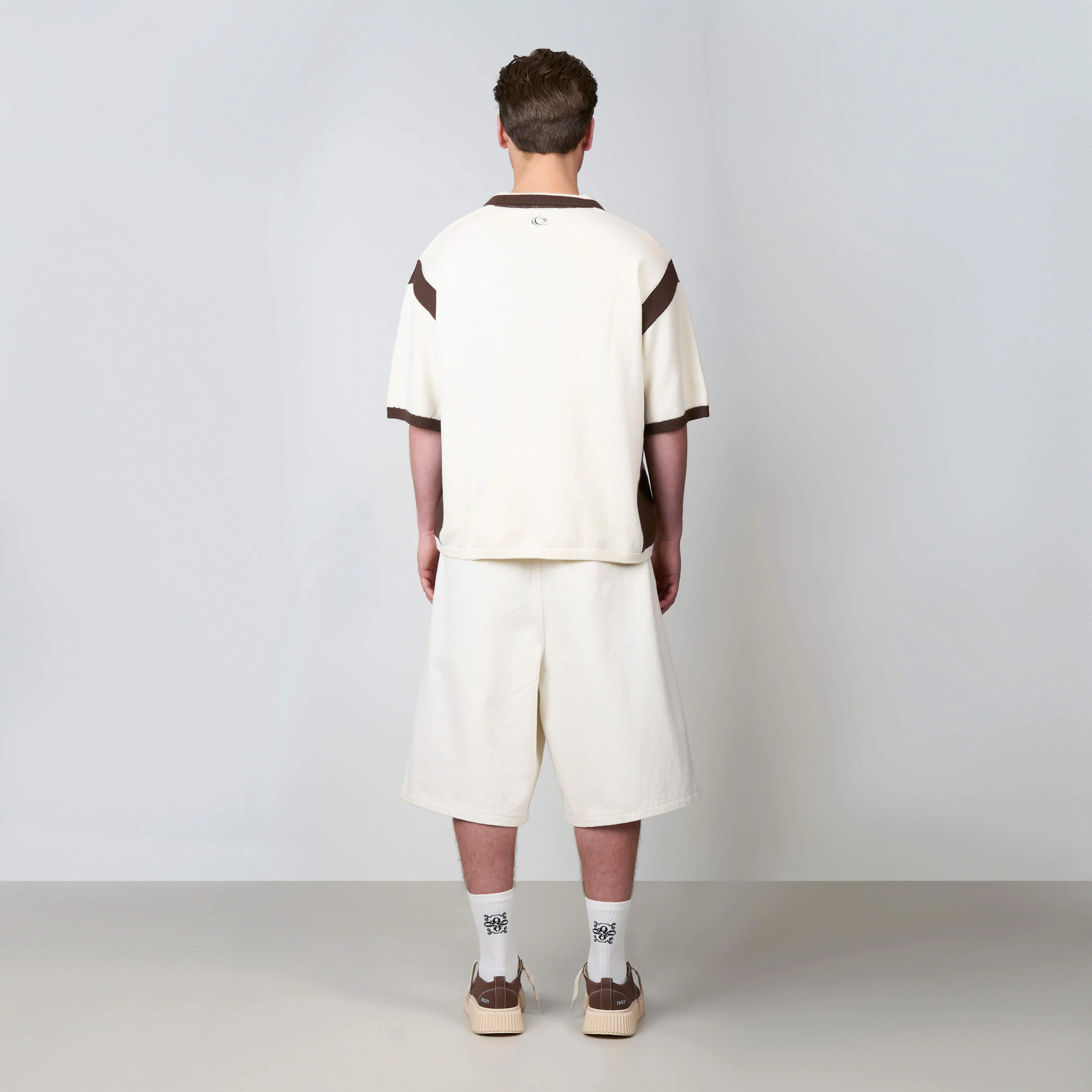 DIEGO KNITTED POLO | CREME/BROWN - Image 10