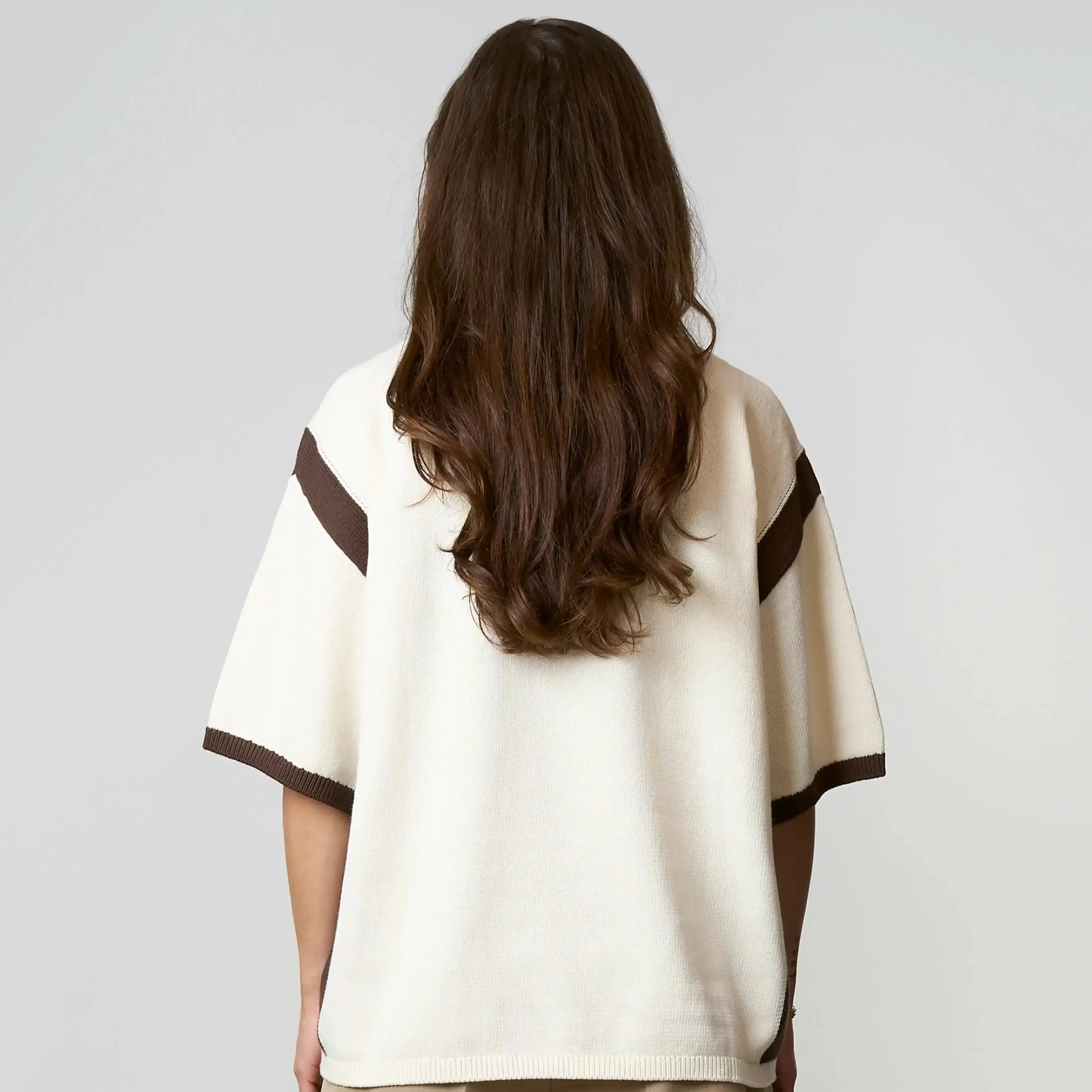 DIEGO KNITTED POLO | CREME/BROWN - Image 4