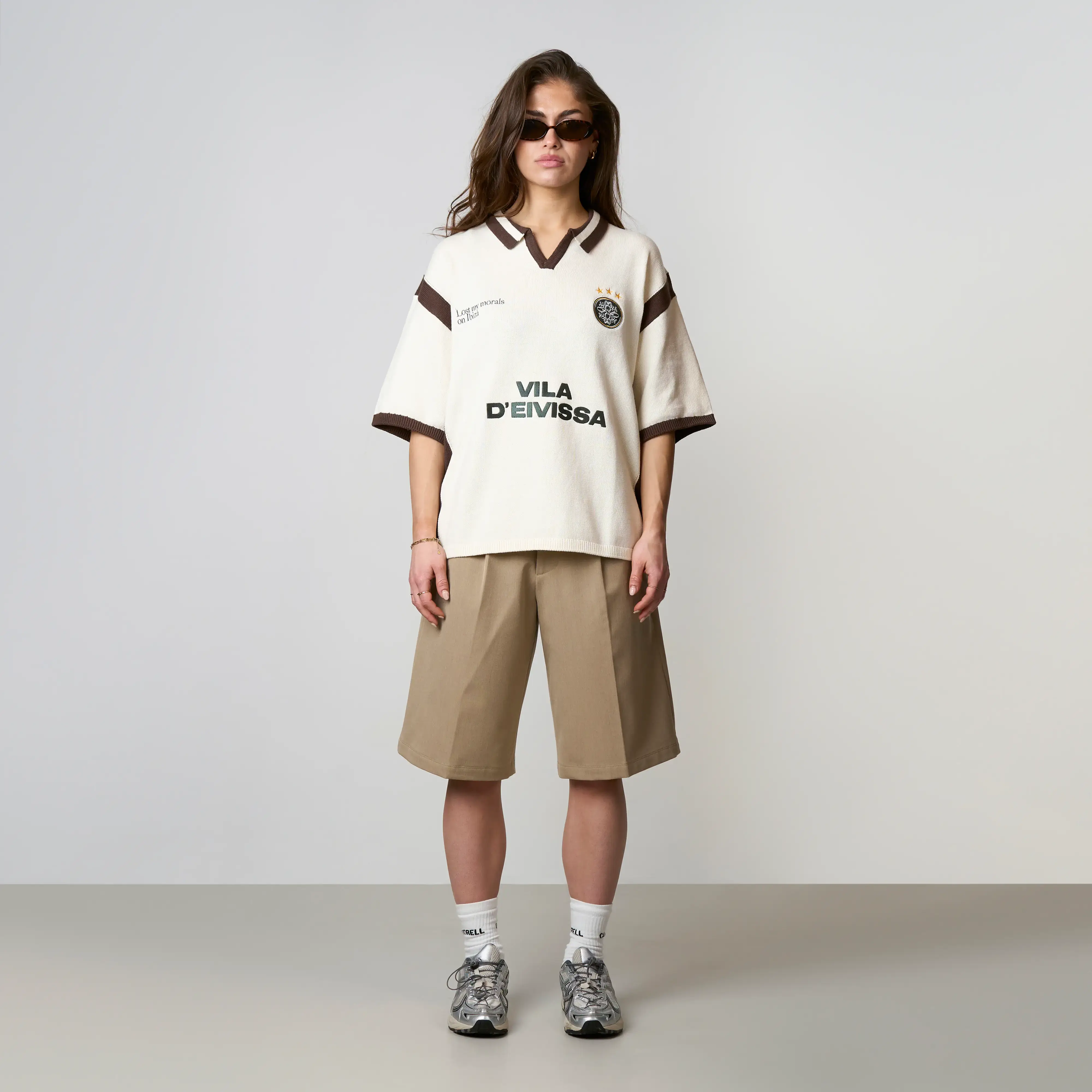 DIEGO KNITTED POLO | CREME/BROWN - Image 5