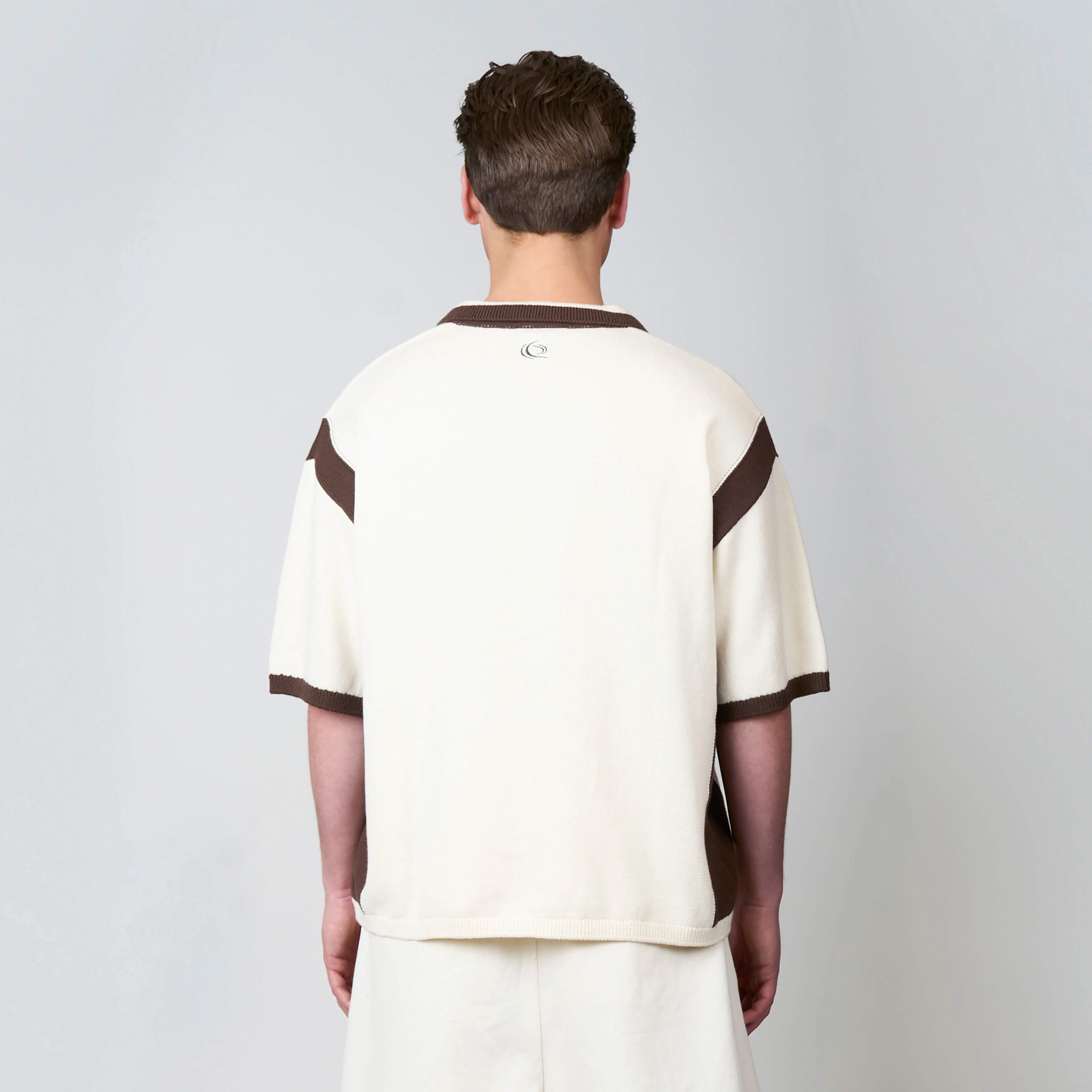 DIEGO KNITTED POLO | CREME/BROWN - Image 8
