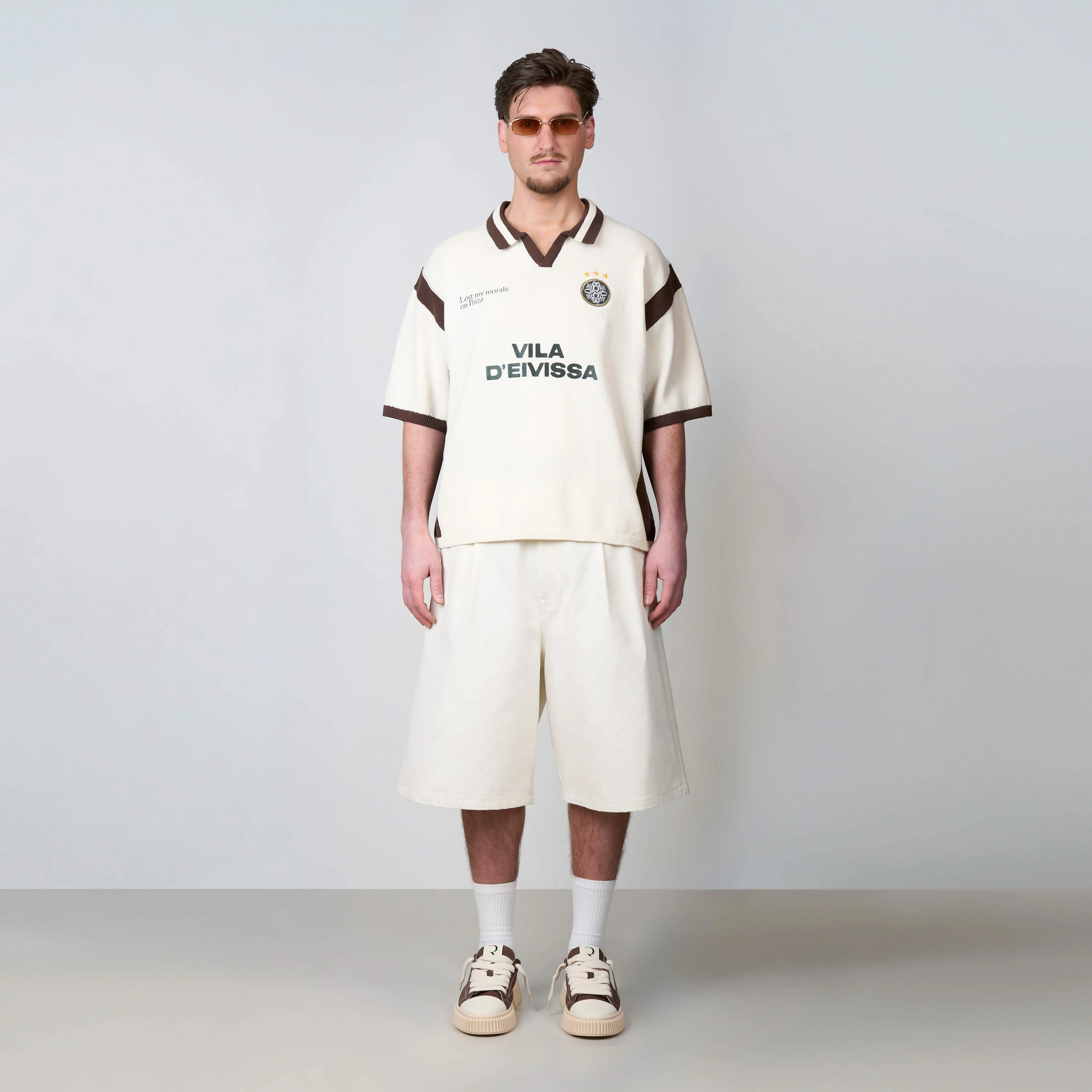 DIEGO KNITTED POLO | CREME/BROWN - Image 9