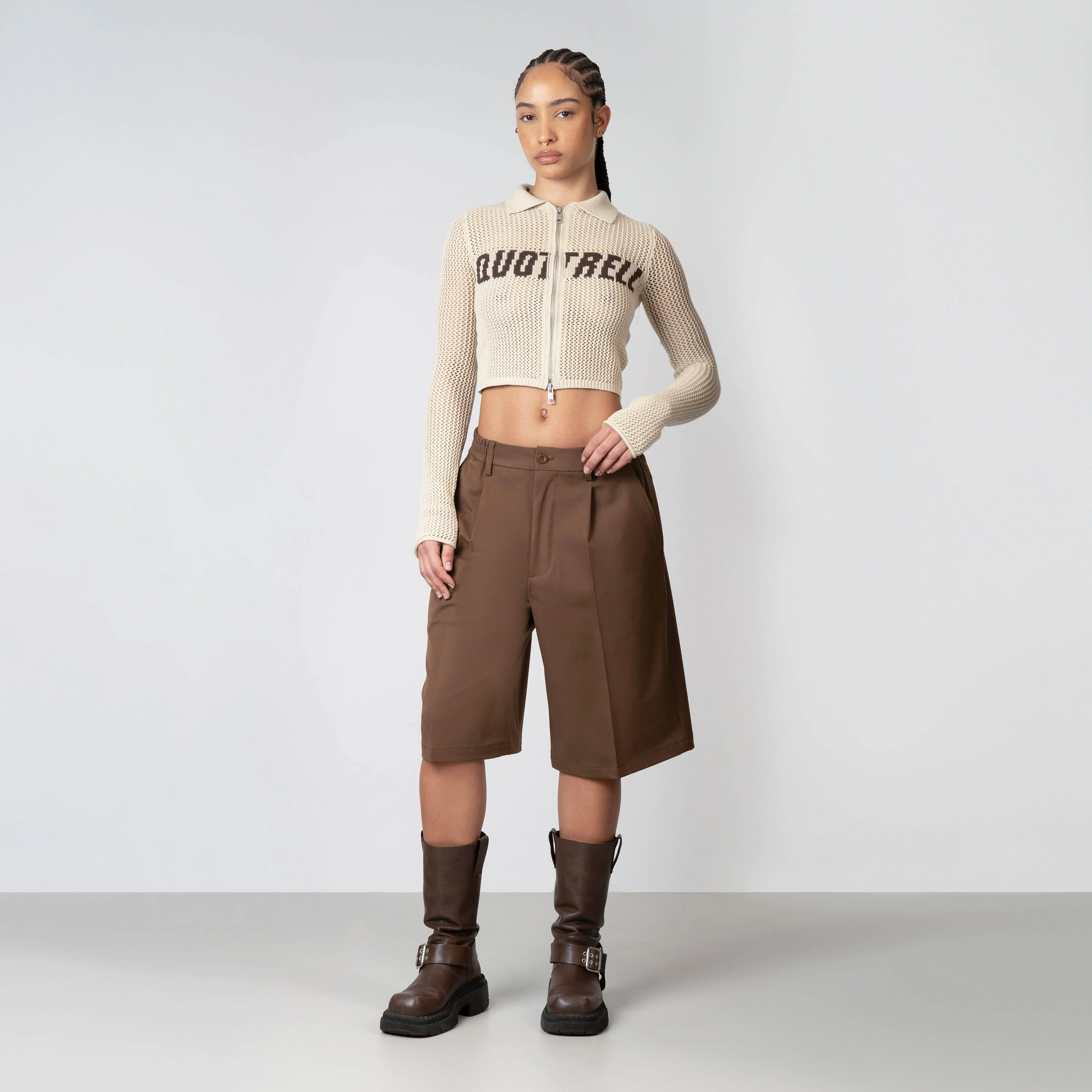 GIA KNITTED ZIP TOP | ECRU - Image 4