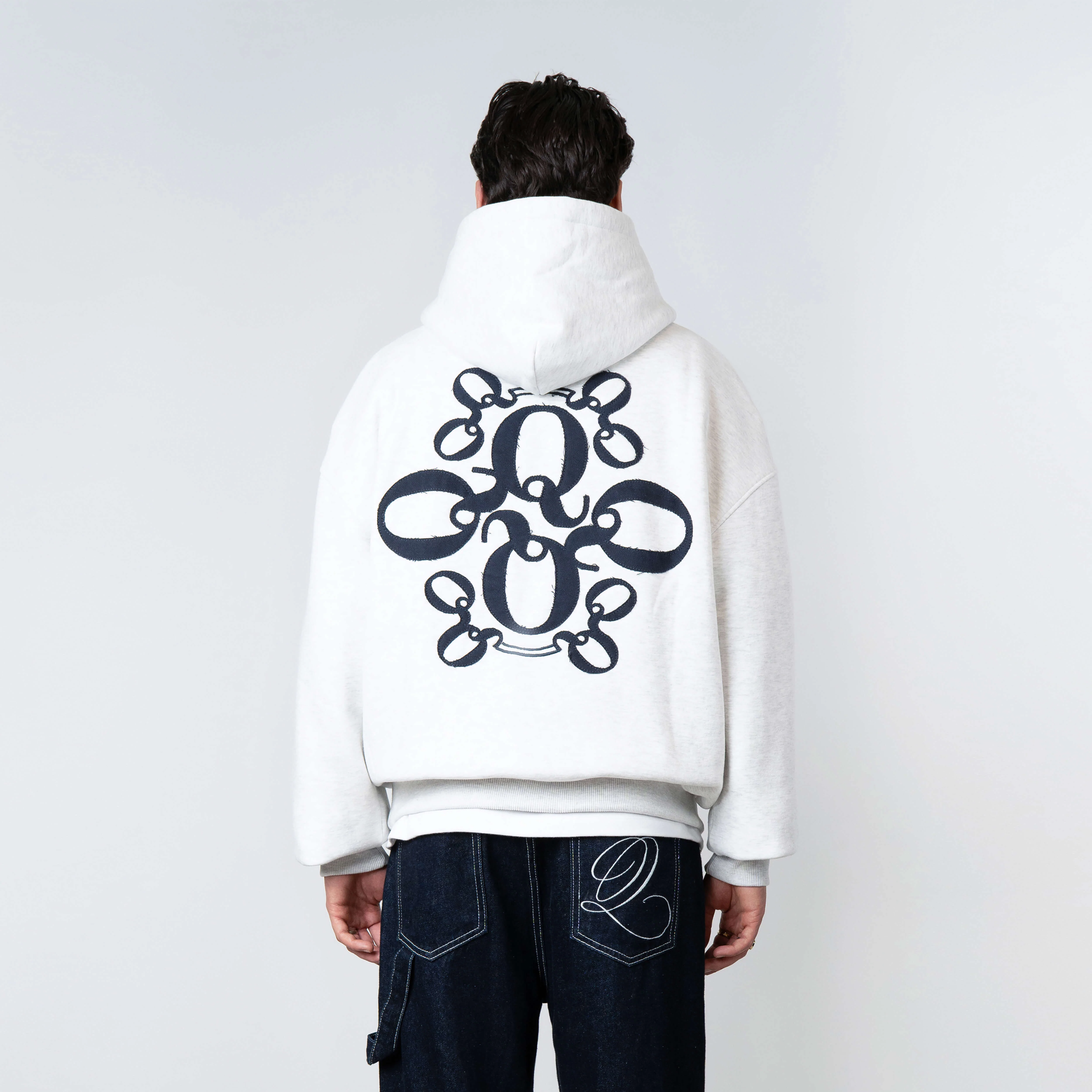 INSIGNIA HOODIE | LIGHT GREY MELEE/NAVY - Image 7