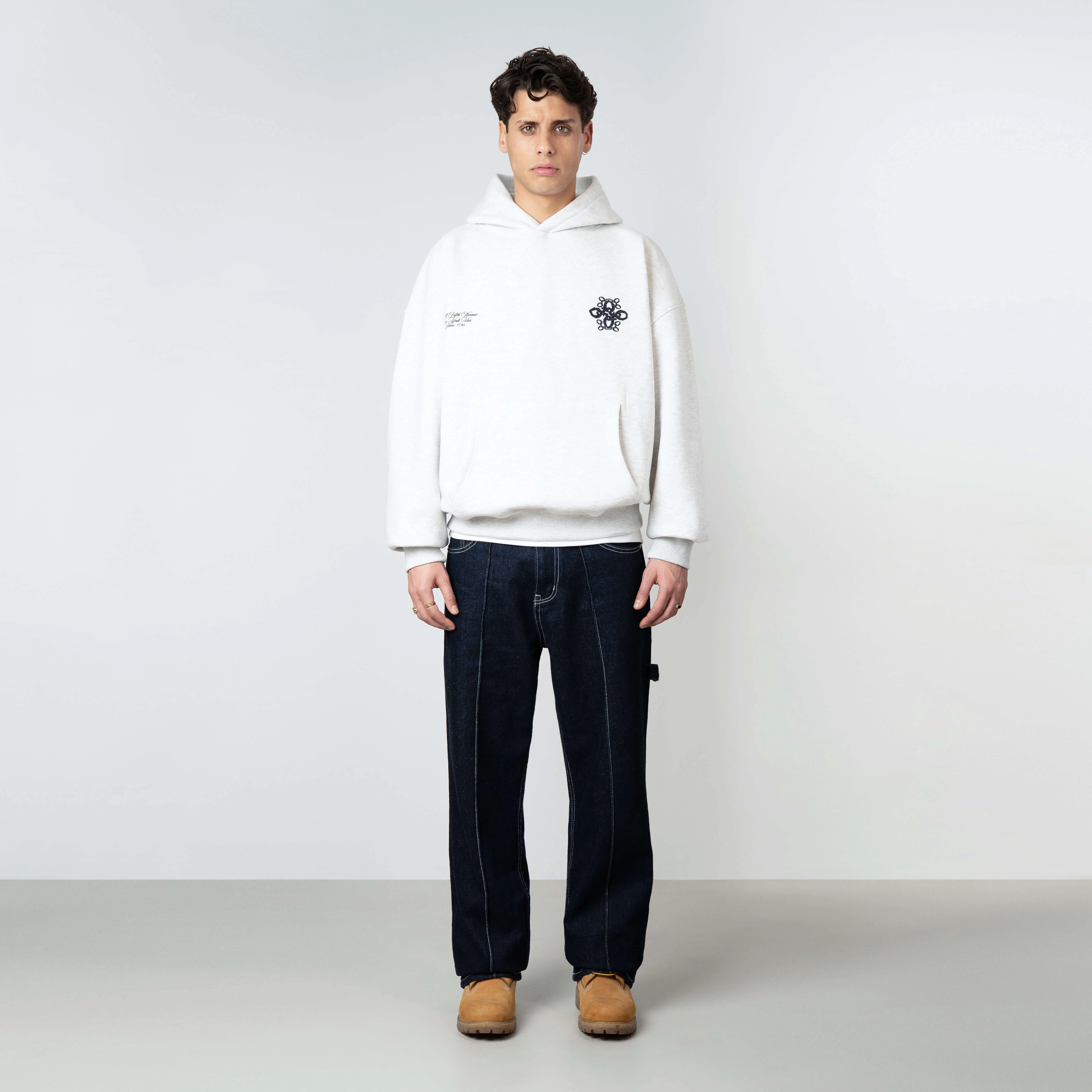 INSIGNIA HOODIE | LIGHT GREY MELEE/NAVY - Image 8