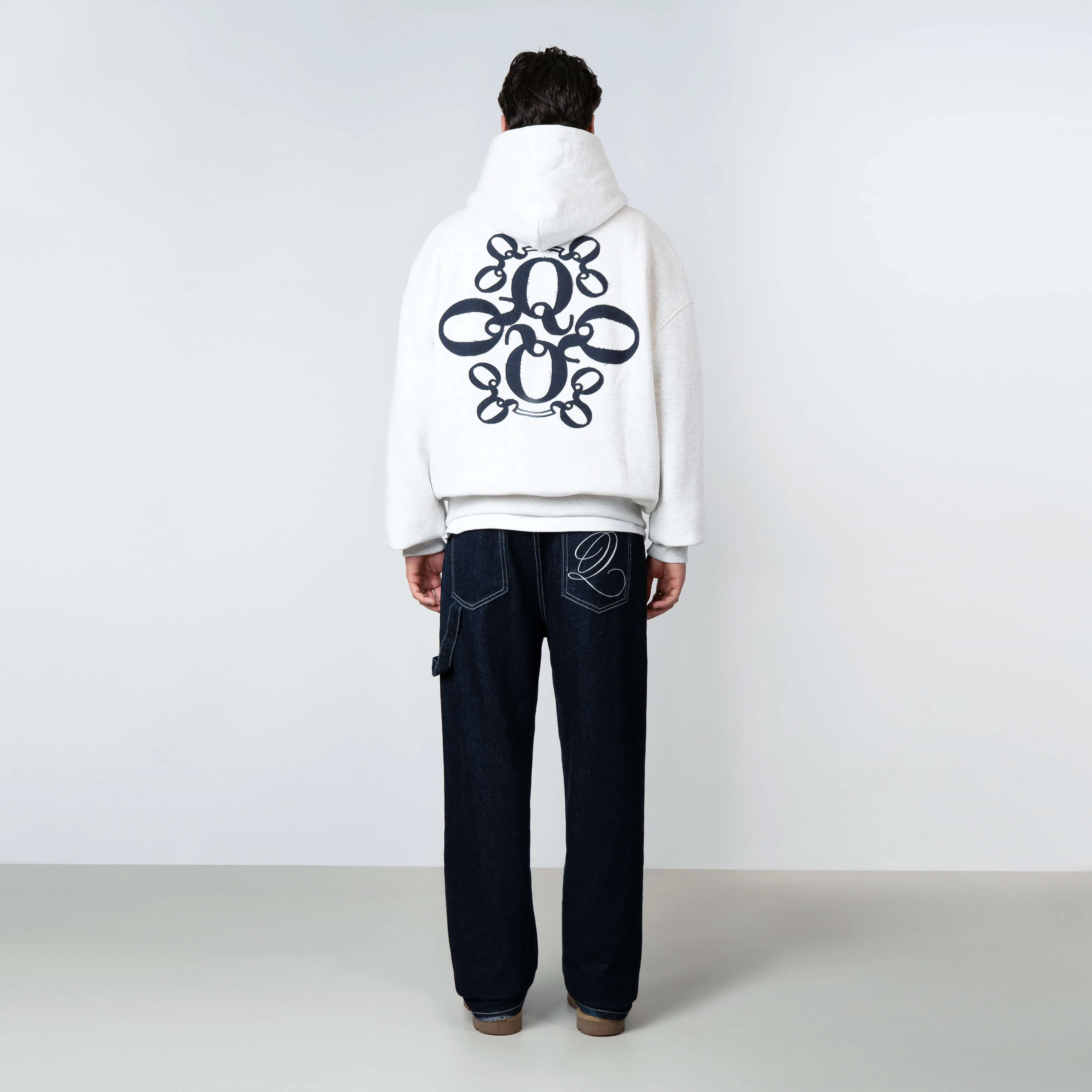 INSIGNIA HOODIE | LIGHT GREY MELEE/NAVY - Image 9