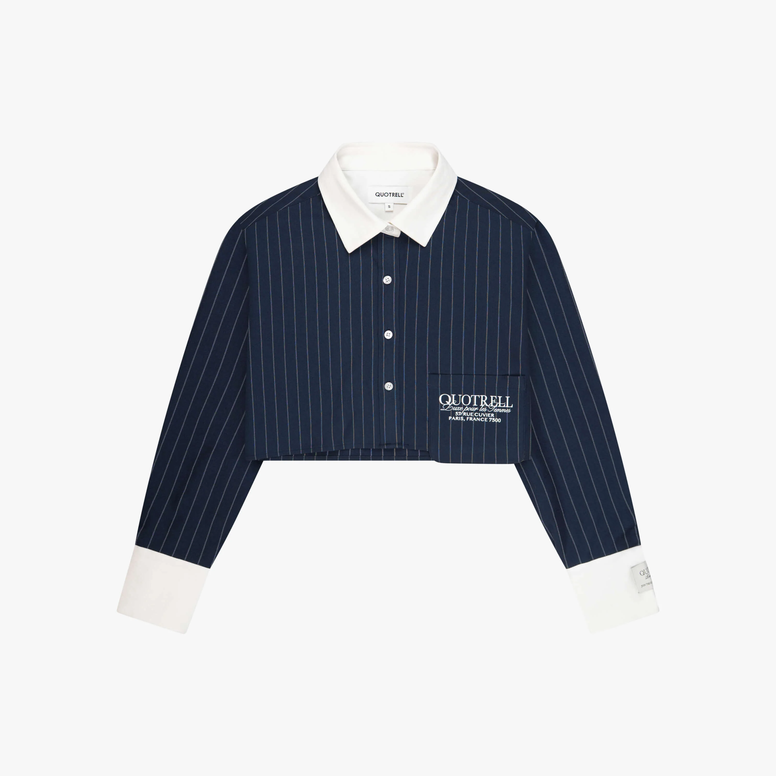 OLIVIA CROPPED BLOUSE | NAVY/WHITE - Image 5