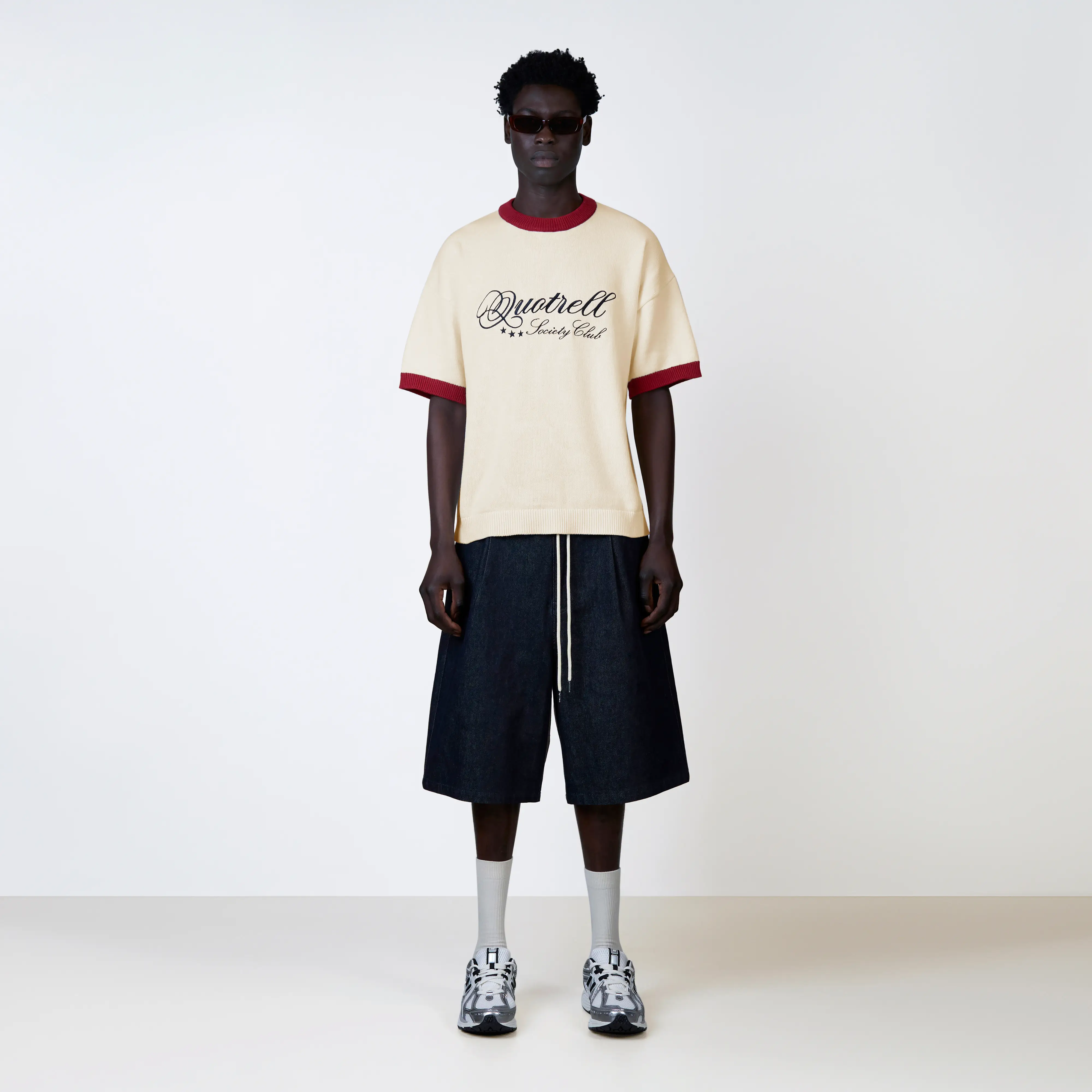 SAL KNITTED TEE | CREME/RED - Image 4