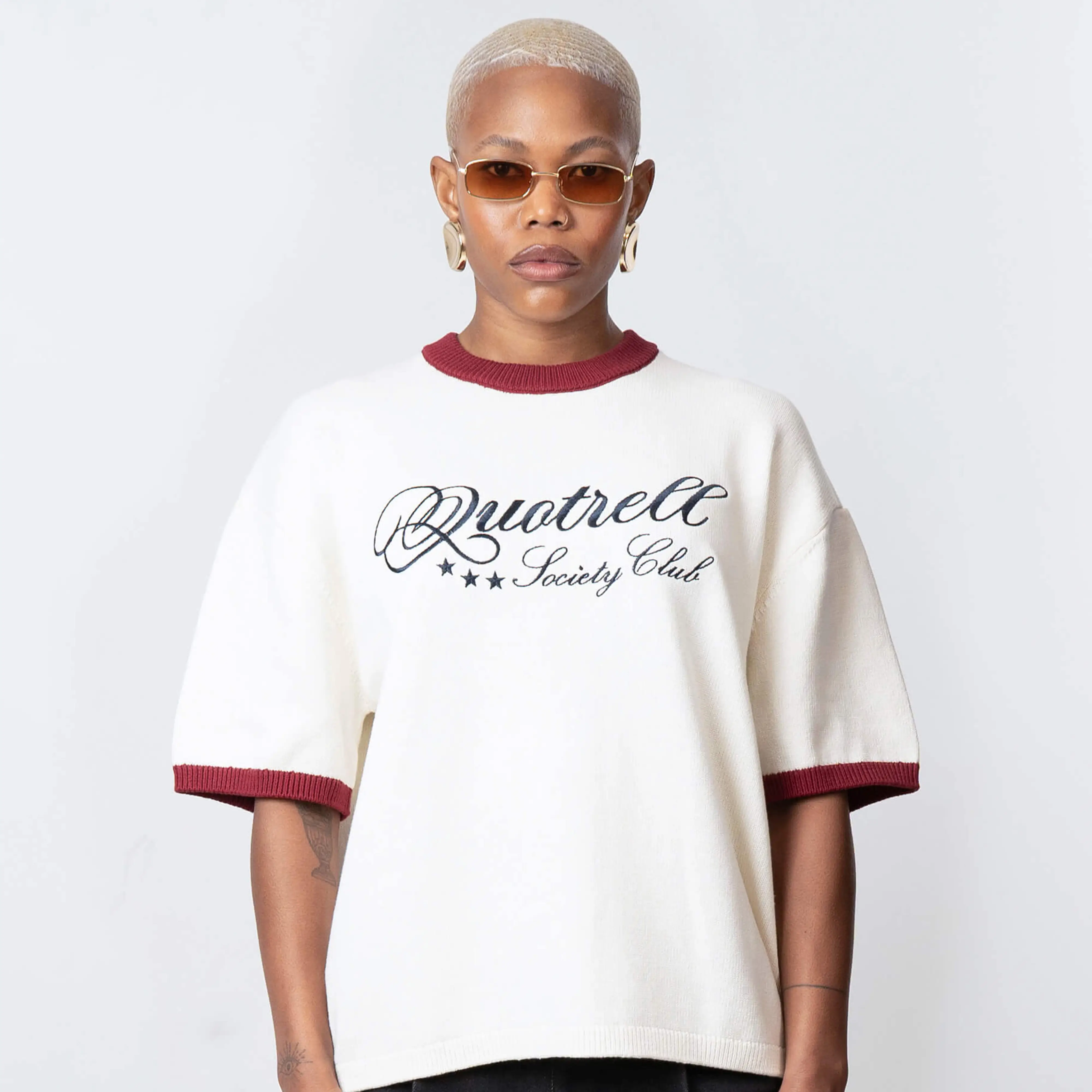 SAL KNITTED TEE | CREME/RED - Image 6