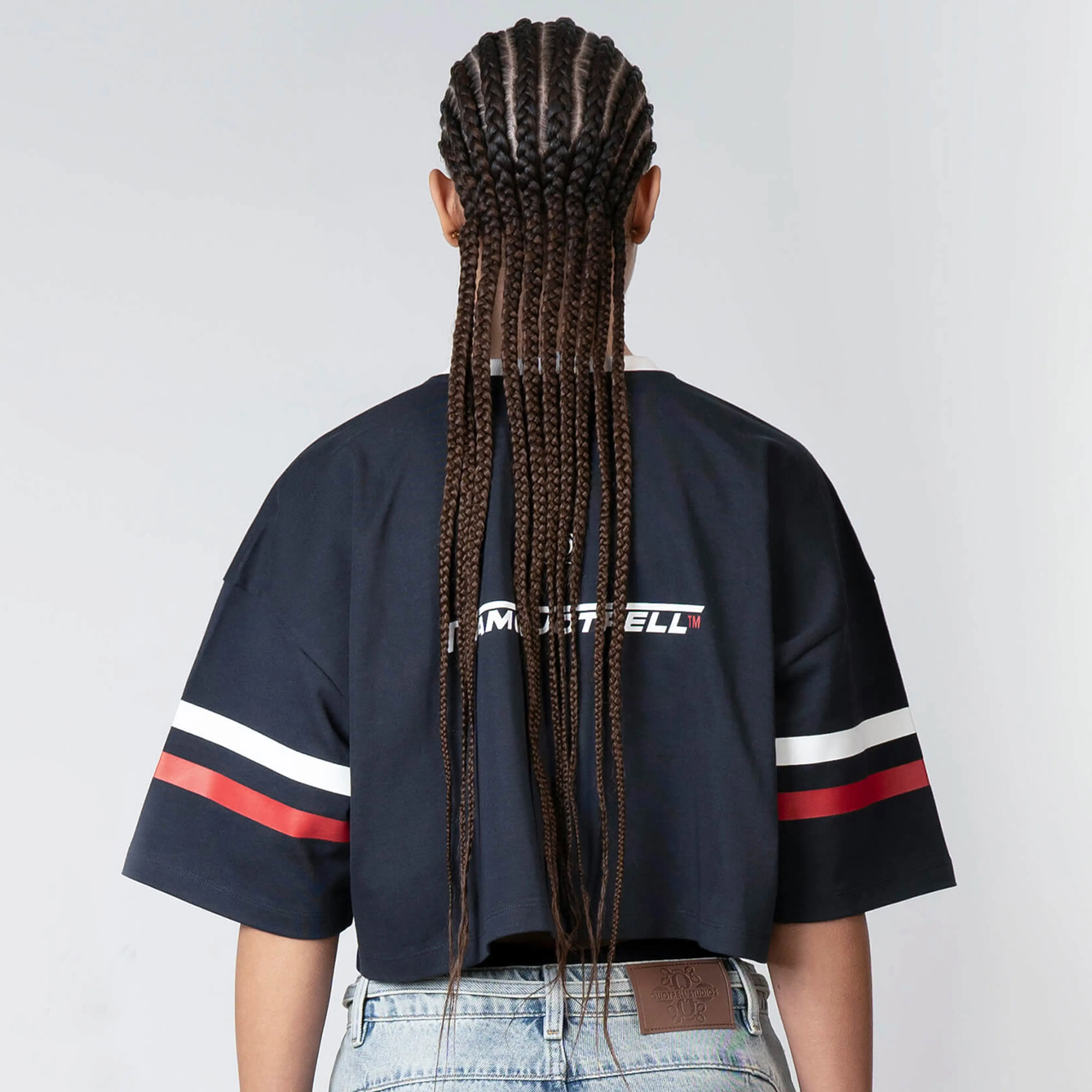 ZIA CROPPED TEE | NAVY/WHITE - Image 4