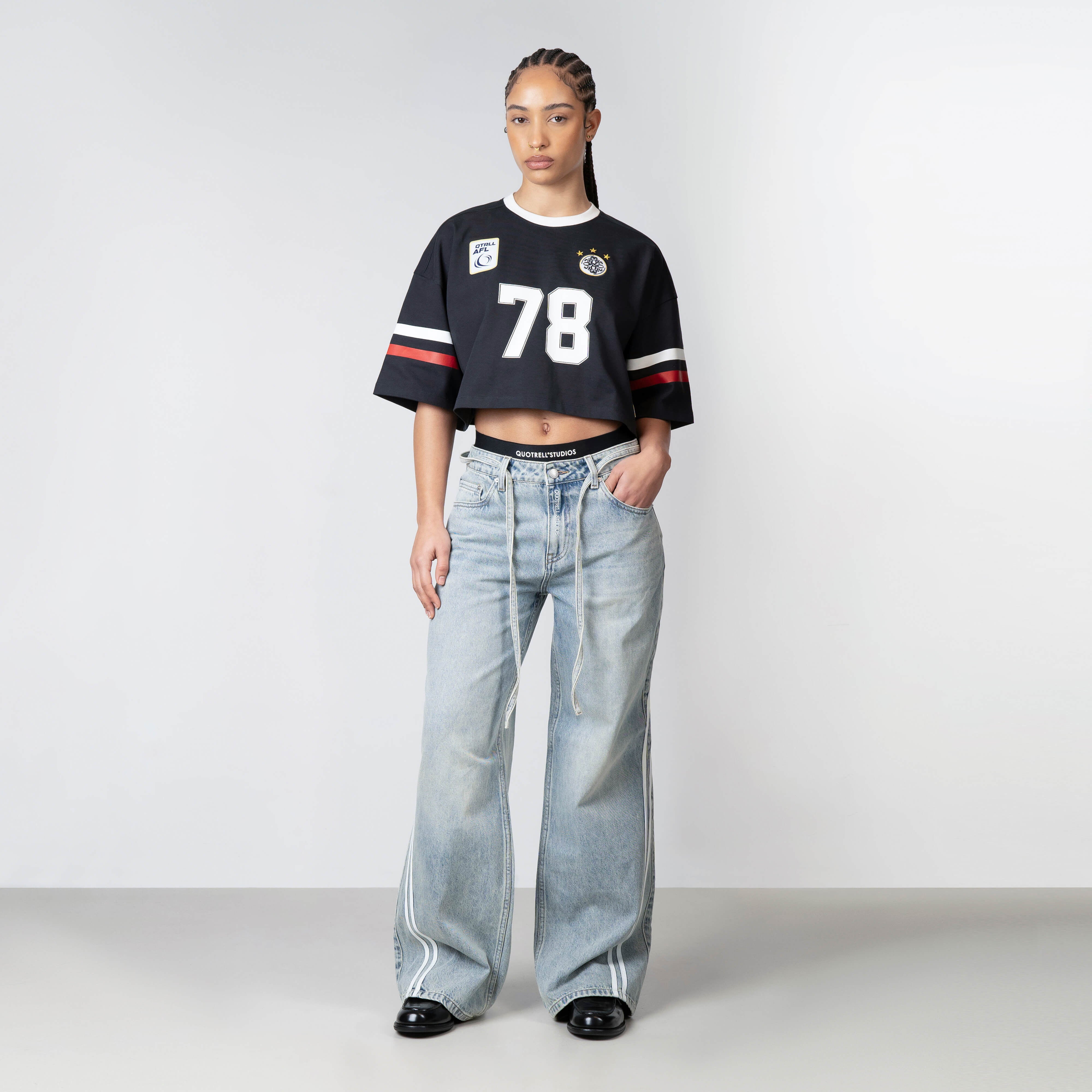 ZIA CROPPED TEE | NAVY/WHITE - Image 5