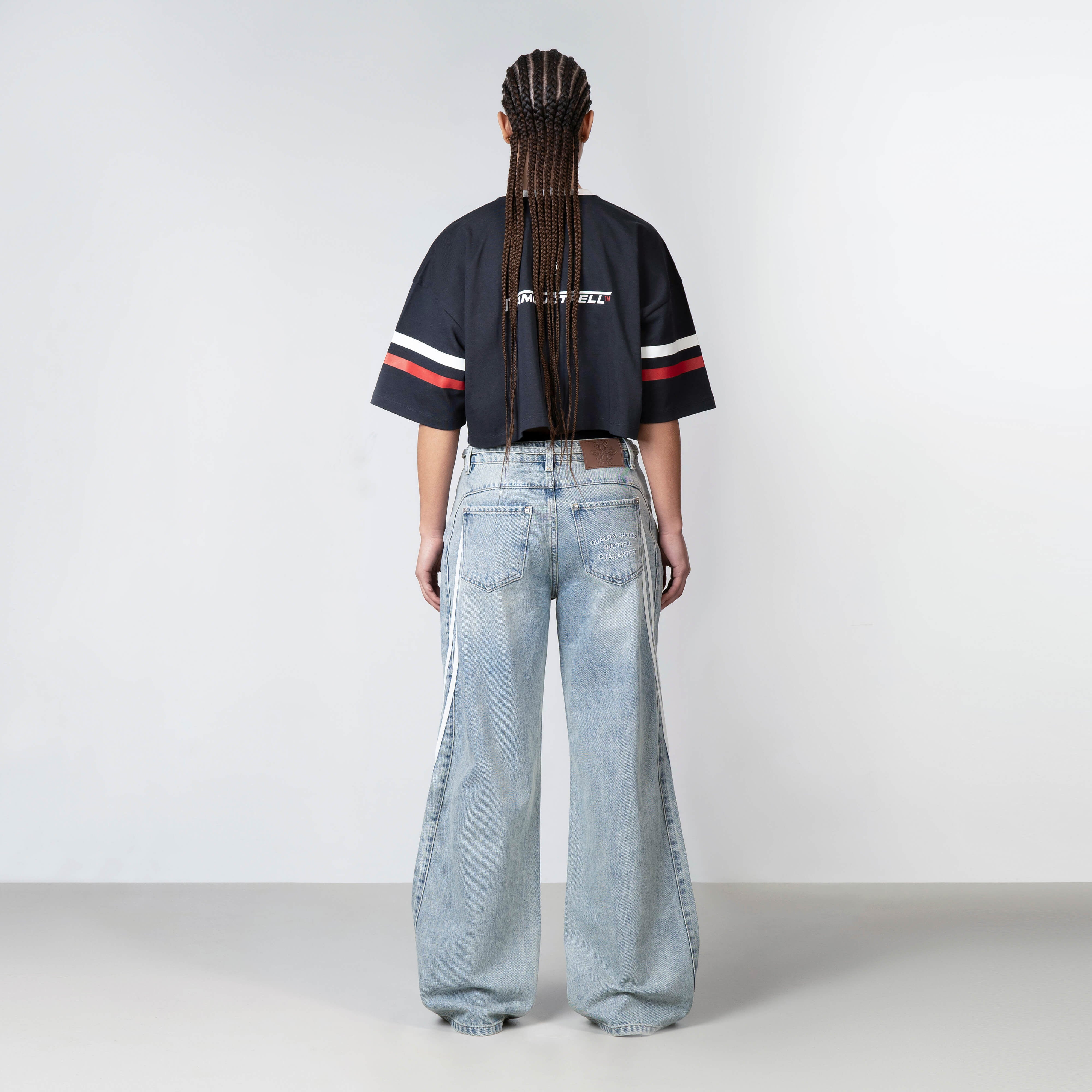 ZIA CROPPED TEE | NAVY/WHITE - Image 6