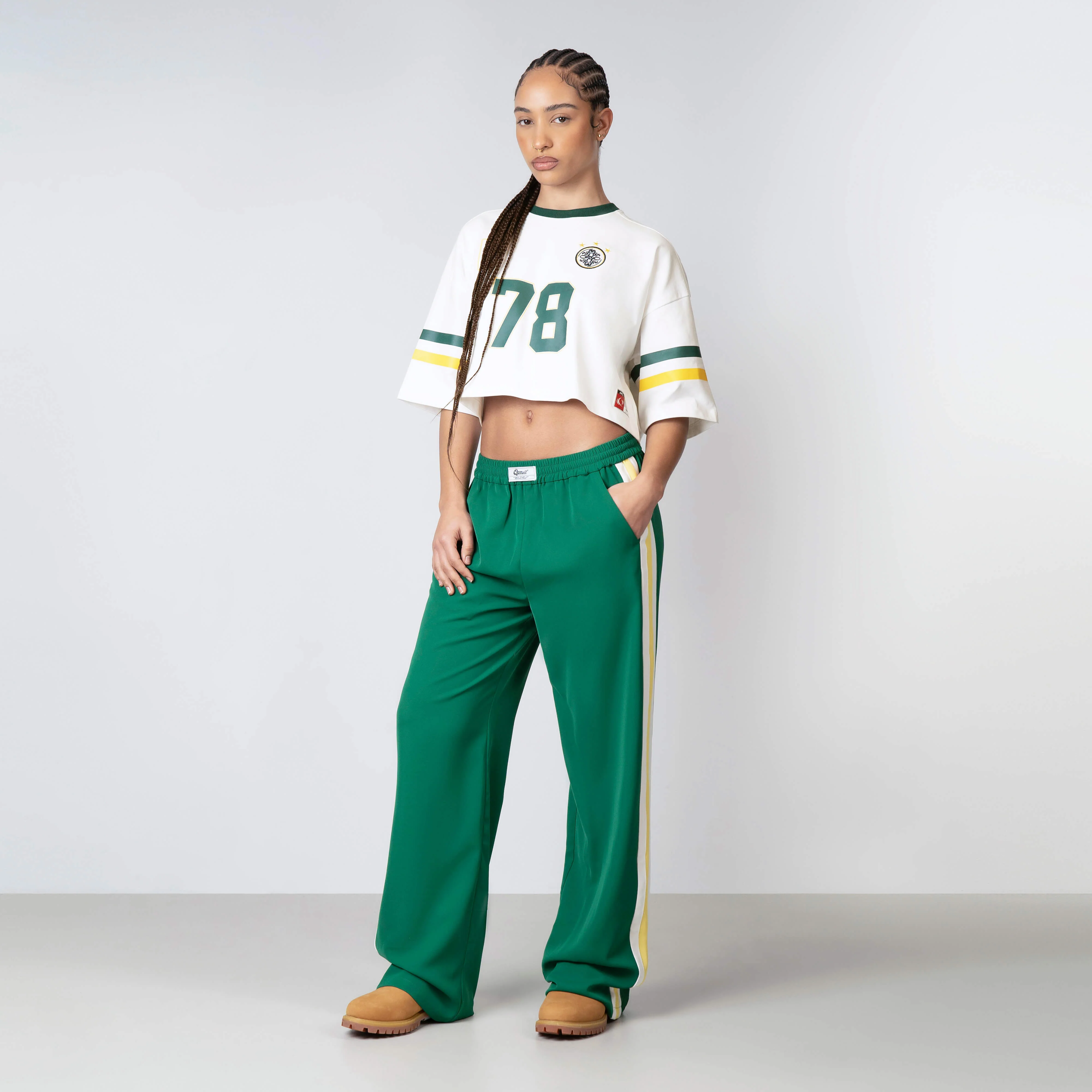 ZIA CROPPED TEE | WHITE/GREEN - Image 4